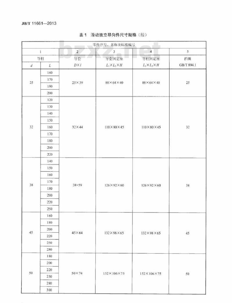 JB/T 11661-2013 冲模导向装置 滑动独立导向件