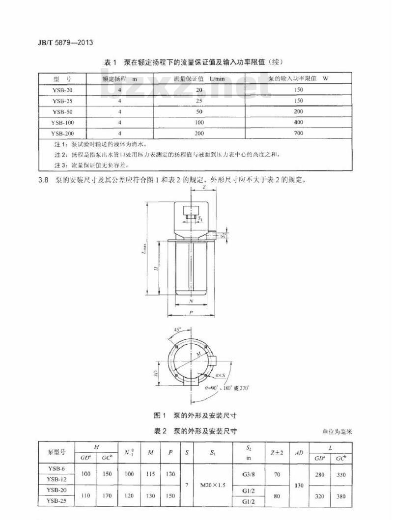 JB/T 5879-2013 YSB系列三相机床冷却电泵