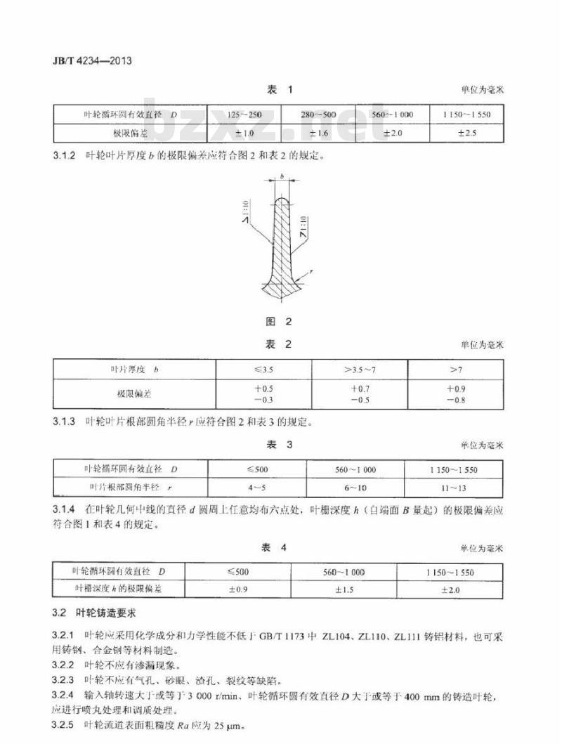 JB/T 4234-2013 普通型、限矩型液力偶合器 铸造叶轮技术条件