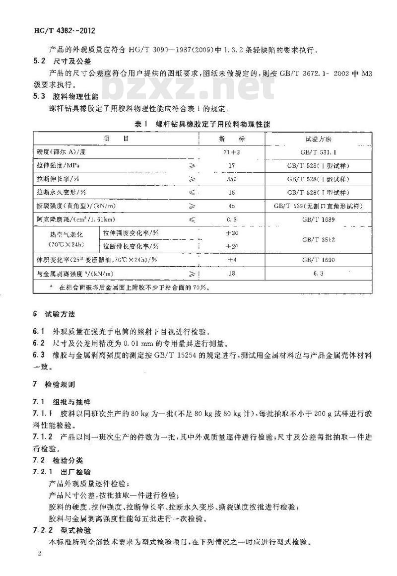 HG/T 4382-2012 螺杆钻具橡胶定子