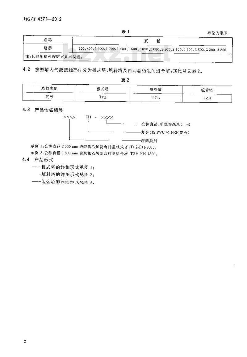 HG/T 4371-2012 化工用聚氯乙烯复合衬里塔器