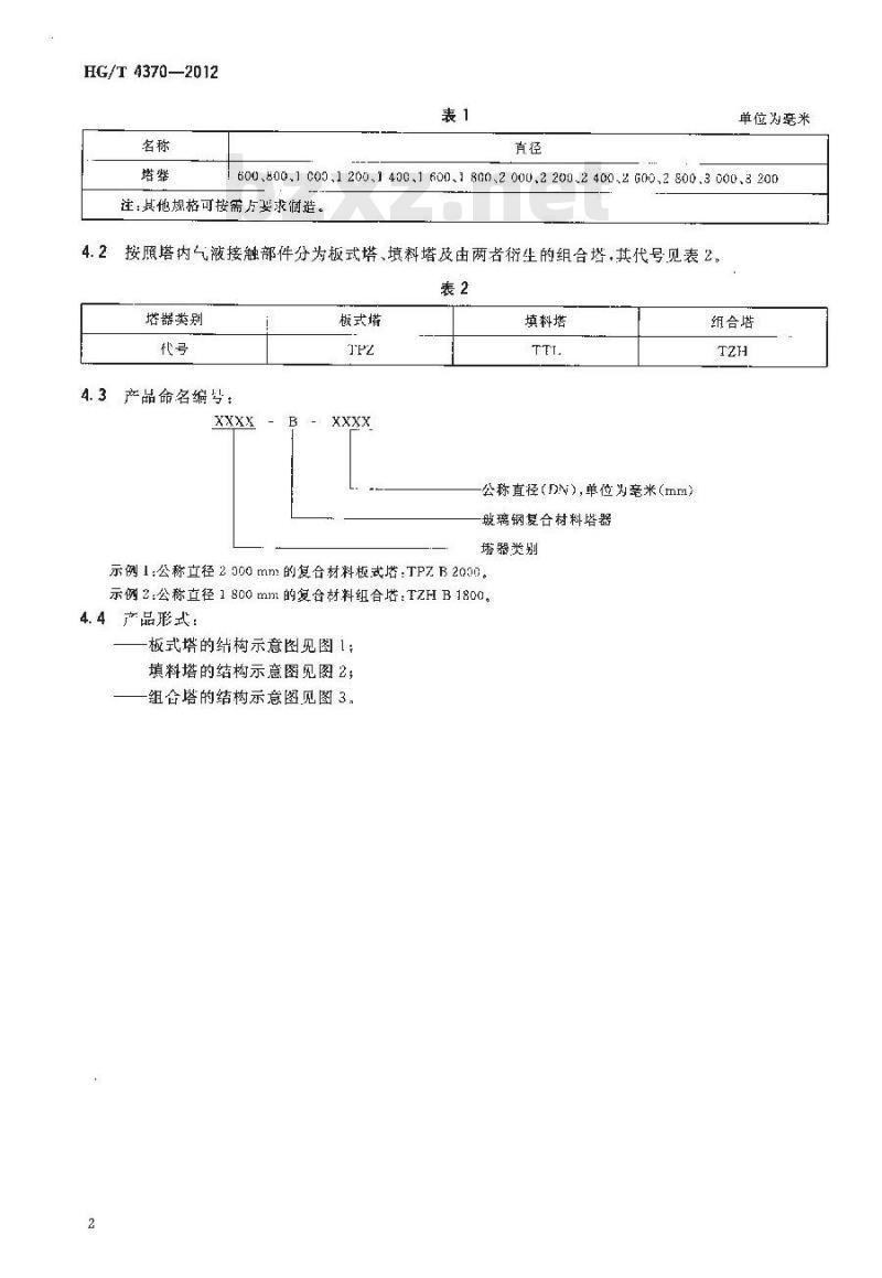 HG/T 4370-2012 化工用复合材料气体吸收塔