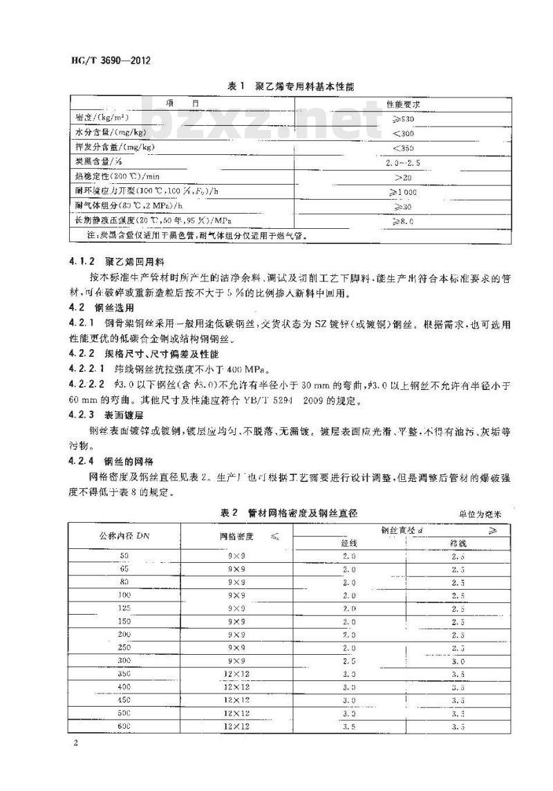 HG/T 3690-2012 工业用钢骨架聚乙烯塑料复合管