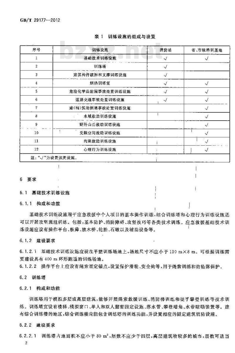 GB/T 29177-2012 消防应急救援 训练设施要求
