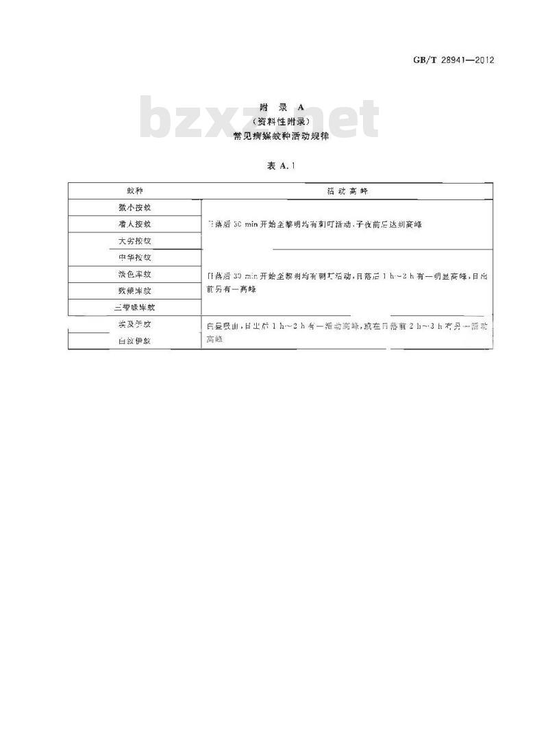GB/T 28941-2012 病媒生物感染病原体采样规程 蚊虫