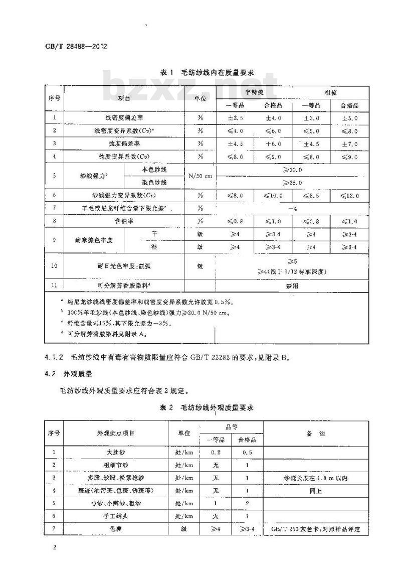 GB/T 28488-2012 机制地毯用毛纺纱线