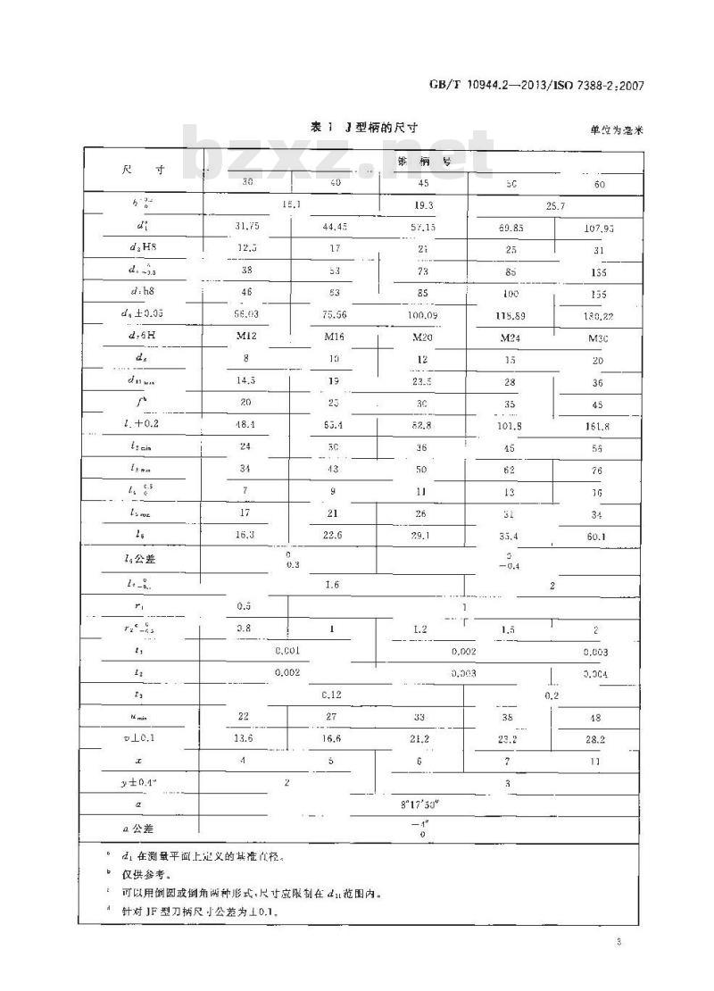 GB/T 10944.2-2013 自动换刀7：24圆锥工具柄 第2部分 J、JD和JF型柄的尺寸和标记