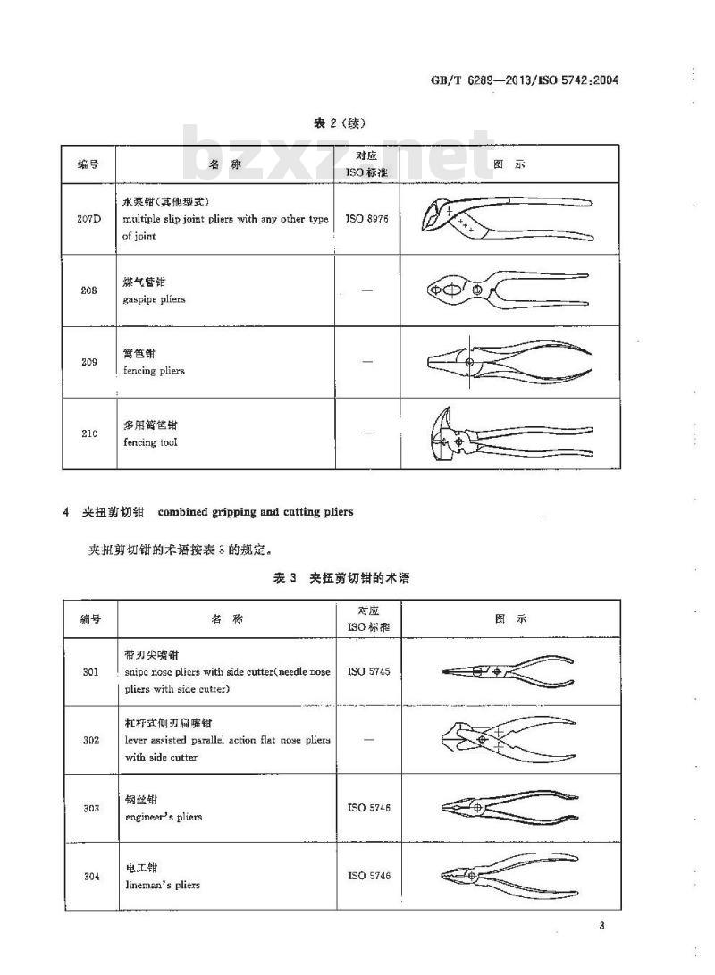 GB/T 6289-2013 夹扭钳和剪切钳 术语