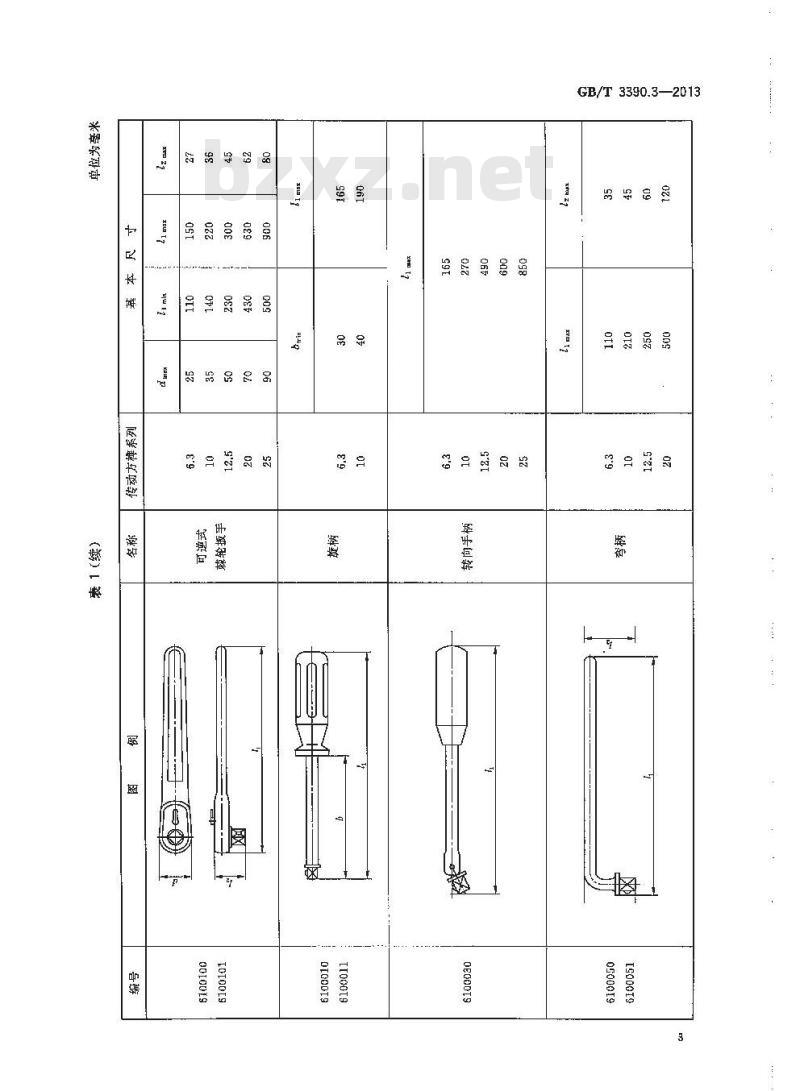 GB/T 3390.3-2013 手动套筒扳手 传动附件