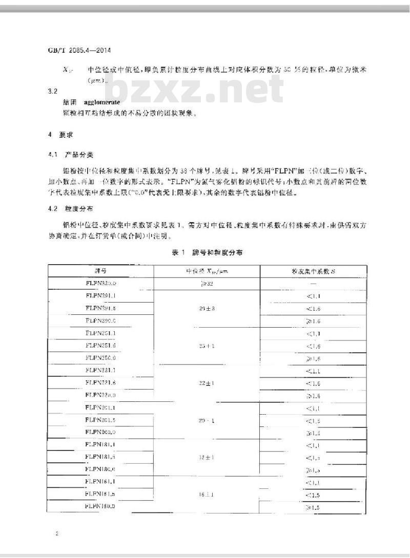 GB/T 2085.4-2014 铝粉 第4部分氮气雾化铝粉