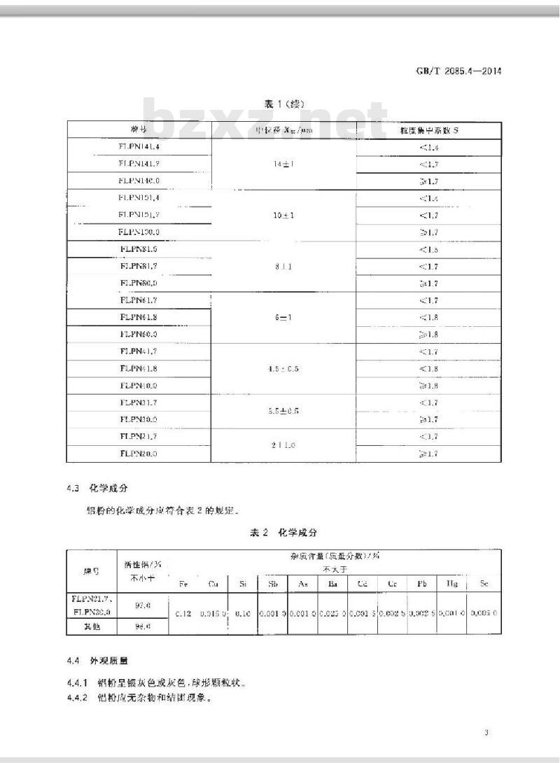 GB/T 2085.4-2014 铝粉 第4部分氮气雾化铝粉