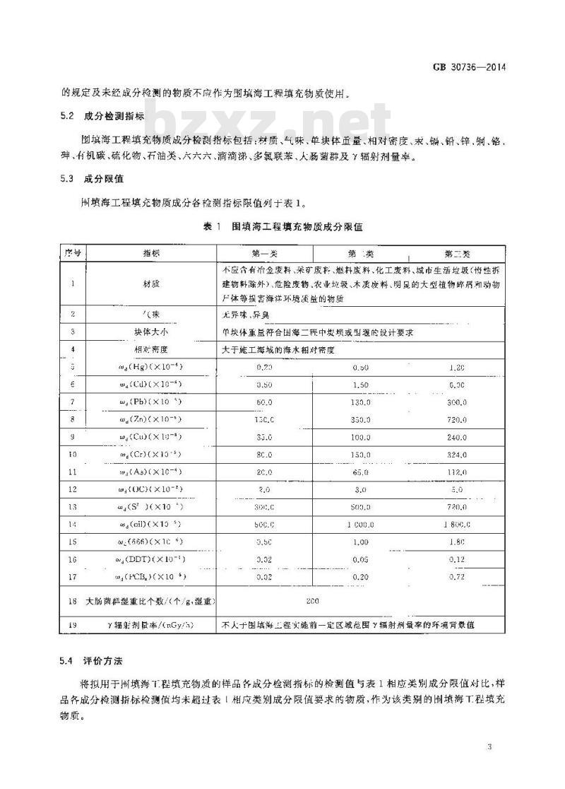 GB 30736-2014 围填海工程填充物质成分限值