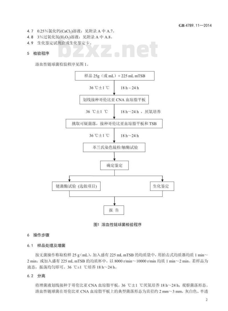 GB 4789.11-2014 食品安全国家标准 食品微生物学检验 β型溶血性链球菌检验