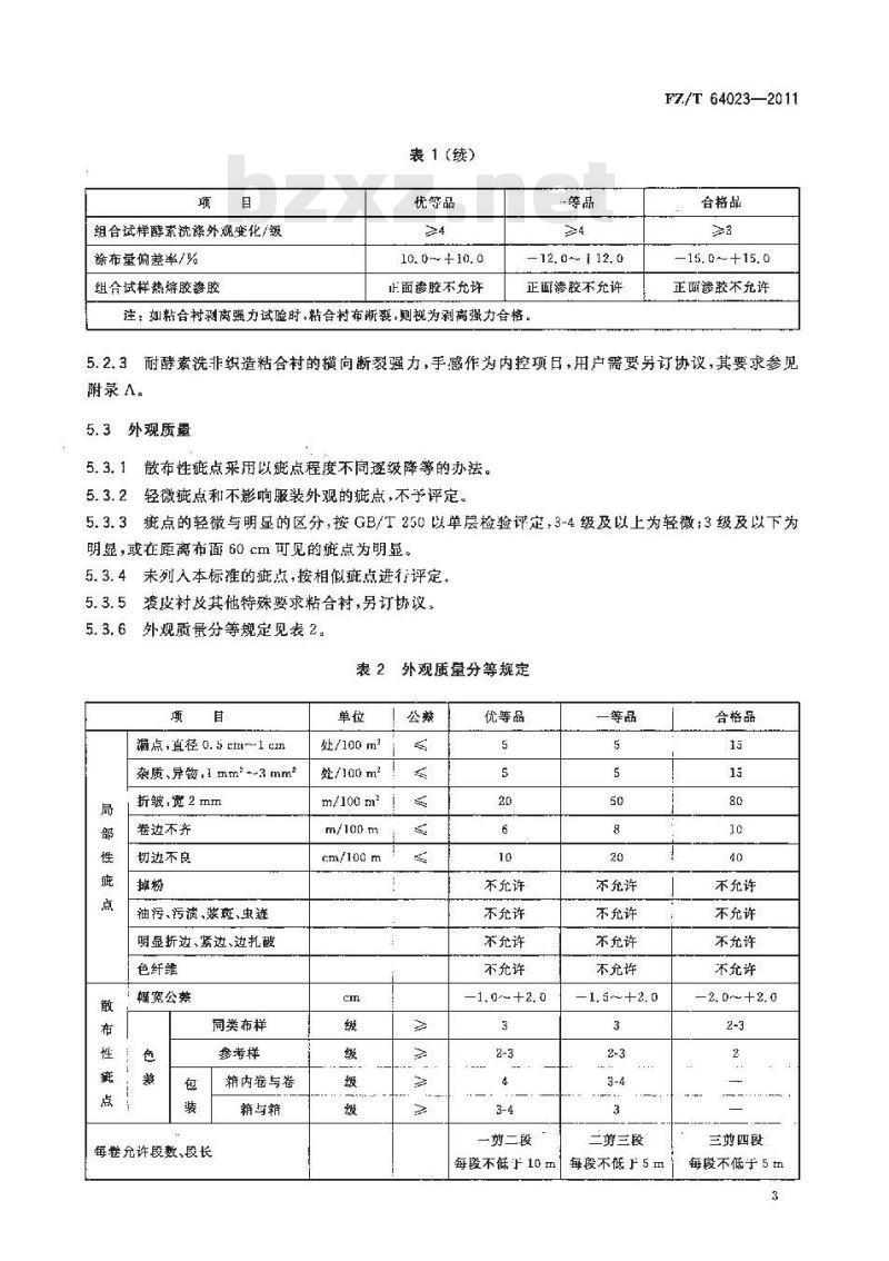 FZ/T 64023-2011 耐酵素洗非织造粘合衬