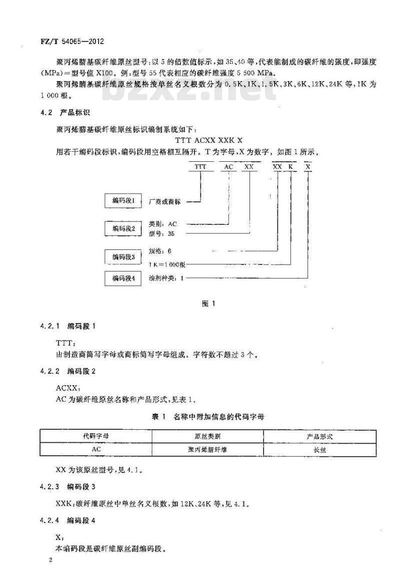 FZ/T 54065-2012 聚丙烯腈基碳纤维原丝