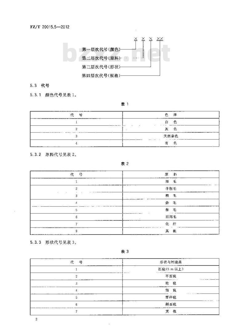 FZ/T 20015.5-2012 毛纺产品分类、命名及编号 毛毡