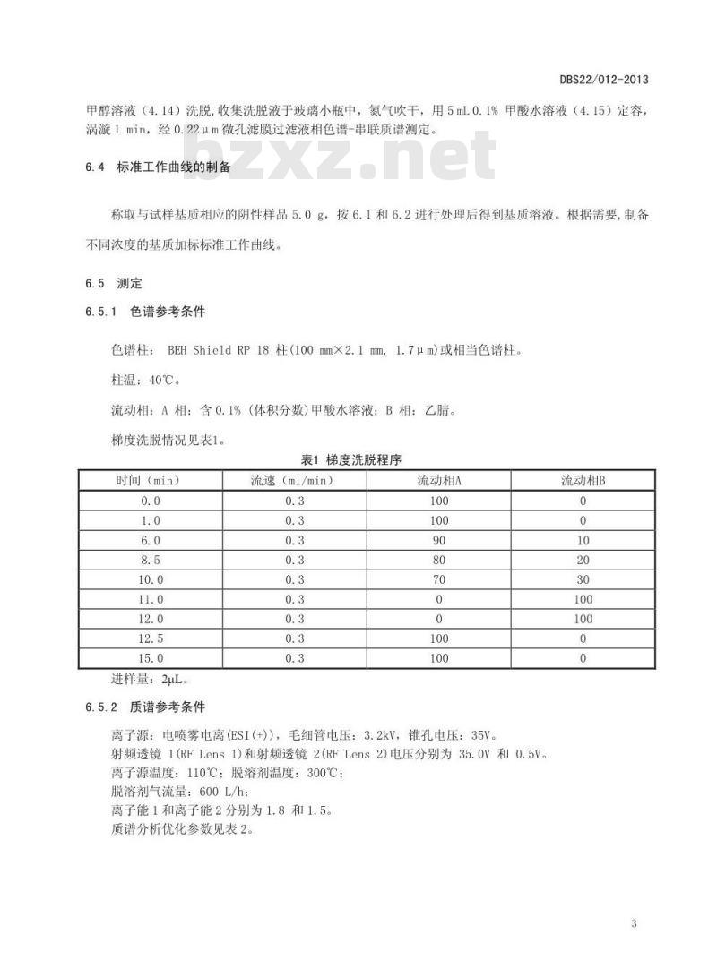 DBS22 012-2013 食品安全地方标准 动物源性食品中24种受体激动剂残留量的测定 液相色谱-串联质谱法