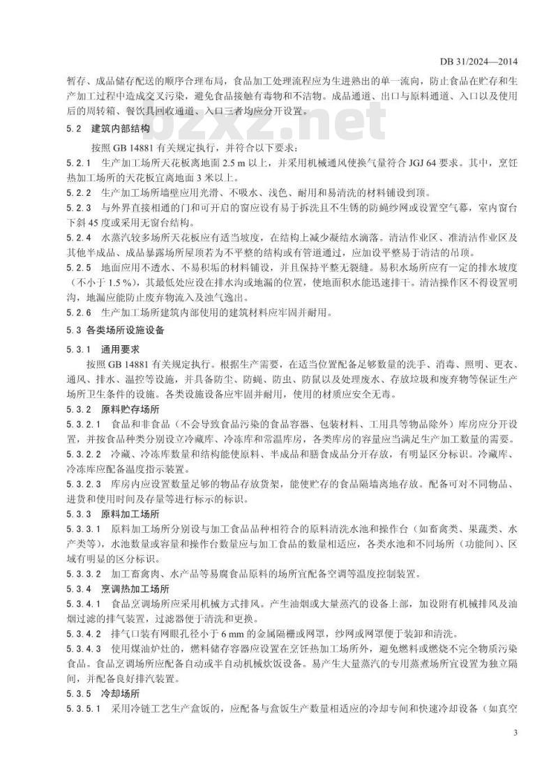 DB31/ 2024-2014 食品安全地方标准 集体用餐配送膳食生产配送卫生规范