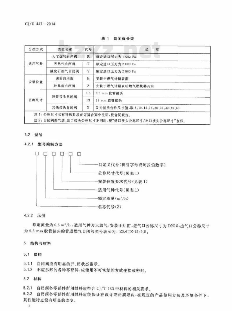 CJ/T 447-2014 管道燃气自闭阀