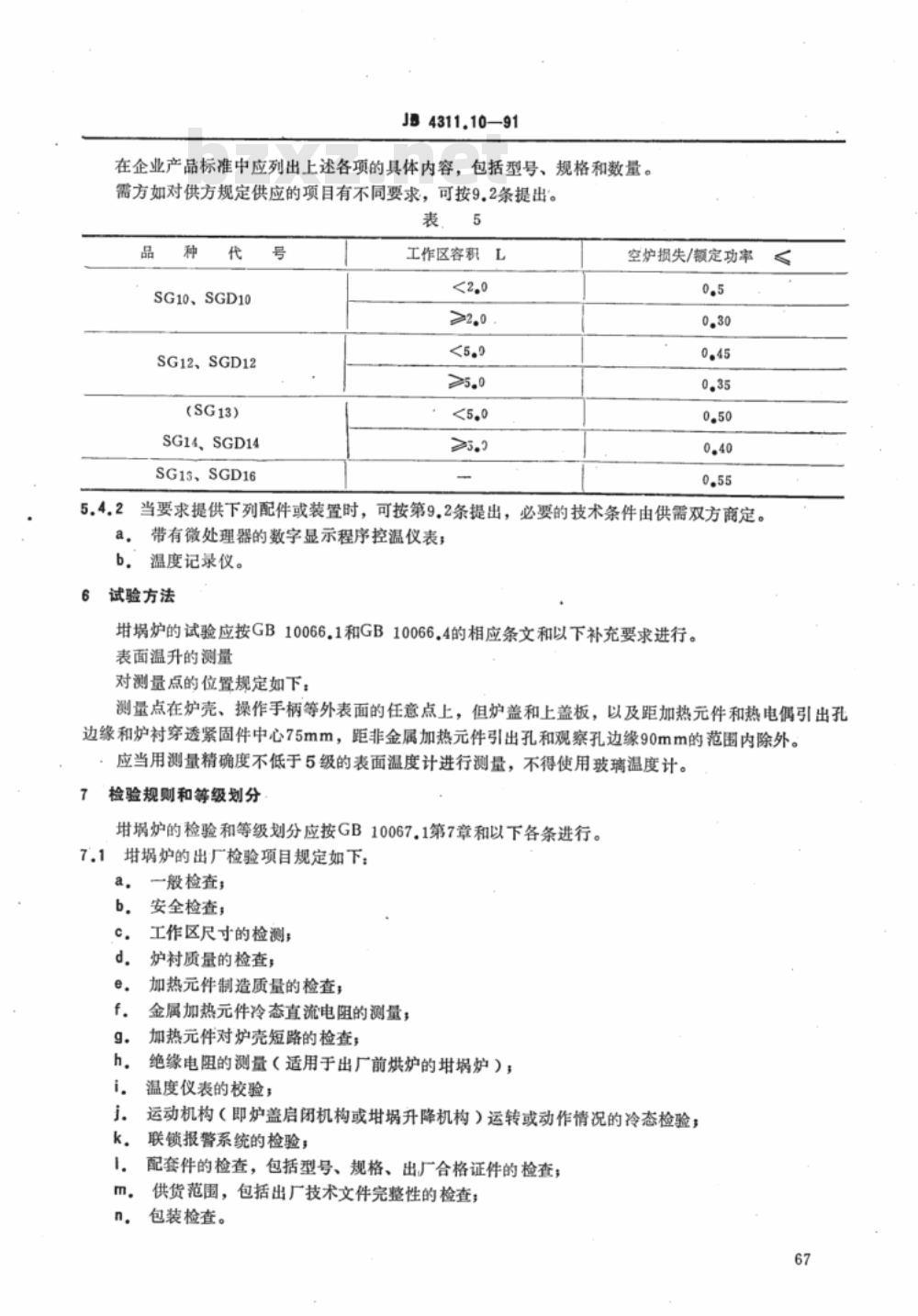 JB/T 4311.10-1991 间接电阻炉 SG系列实验用坩埚式电阻炉