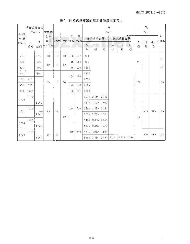 HG/T 2051.3-2013 搪玻璃搅拌器 叶轮式搅拌器