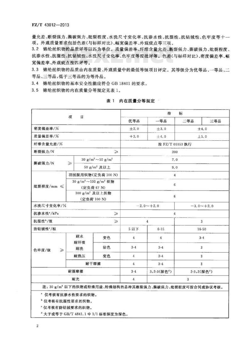 FZ/T 43012-2013 锦纶丝织物