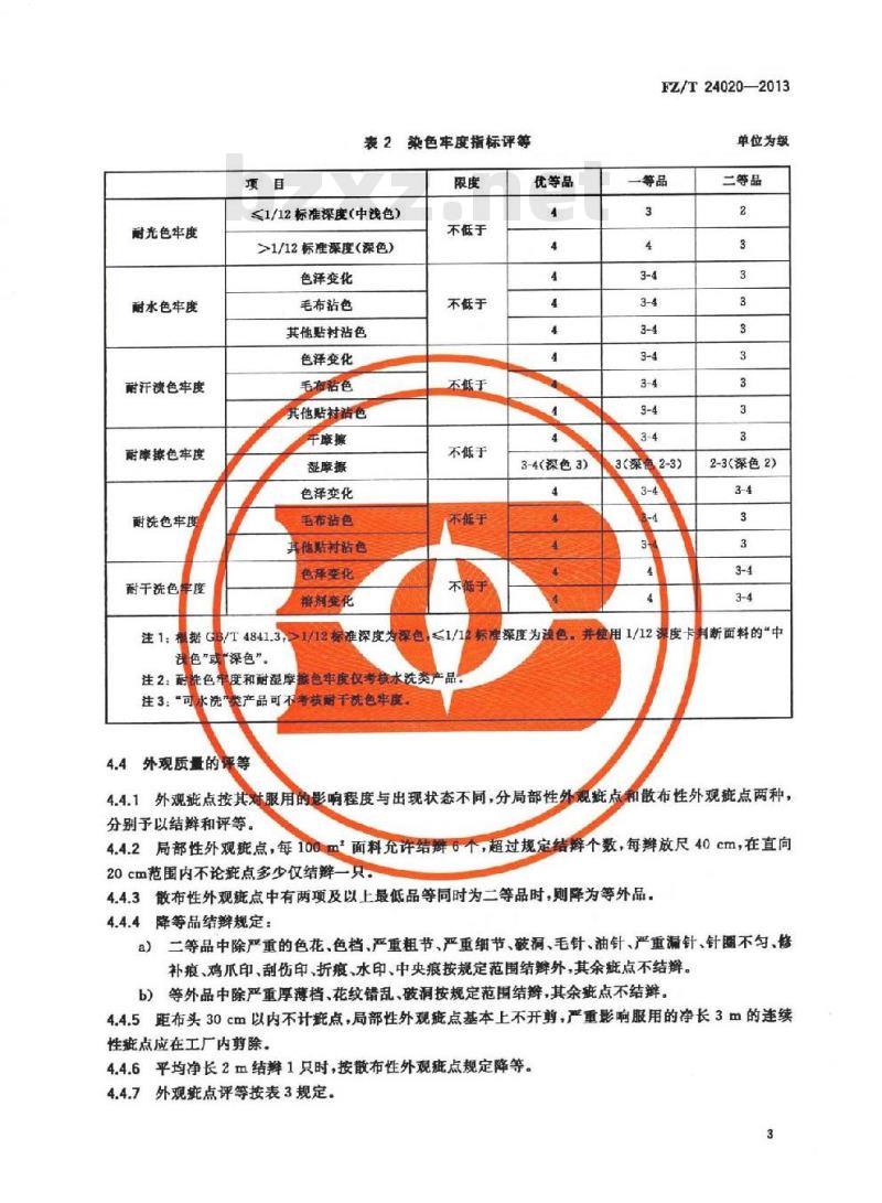FZ/T 24020-2013 毛针织服装面料