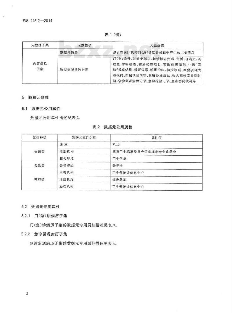 WS 445.2-2014 电子病历基本数据集 第2部分:门(急)诊病历