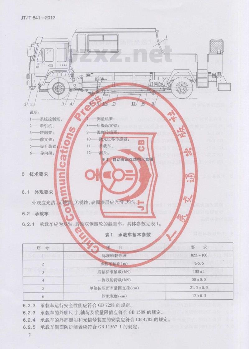 JT/T 841-2012 前插式激光测距自动弯沉仪