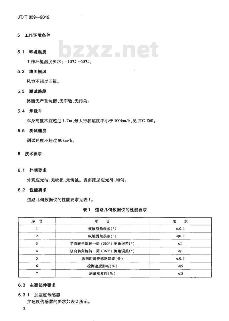 JT/T 839-2012 车载式道路几何数据仪