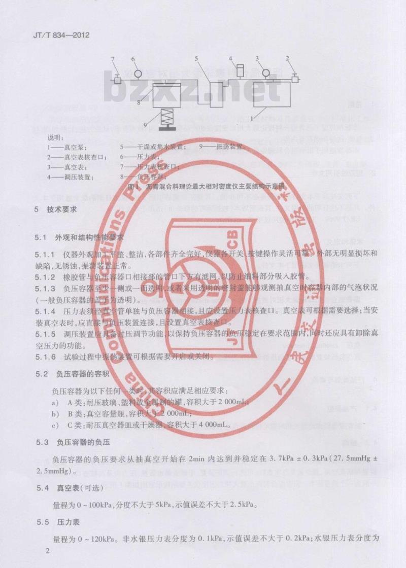 JT/T 834-2012 沥青混合料理论最大相对密度仪