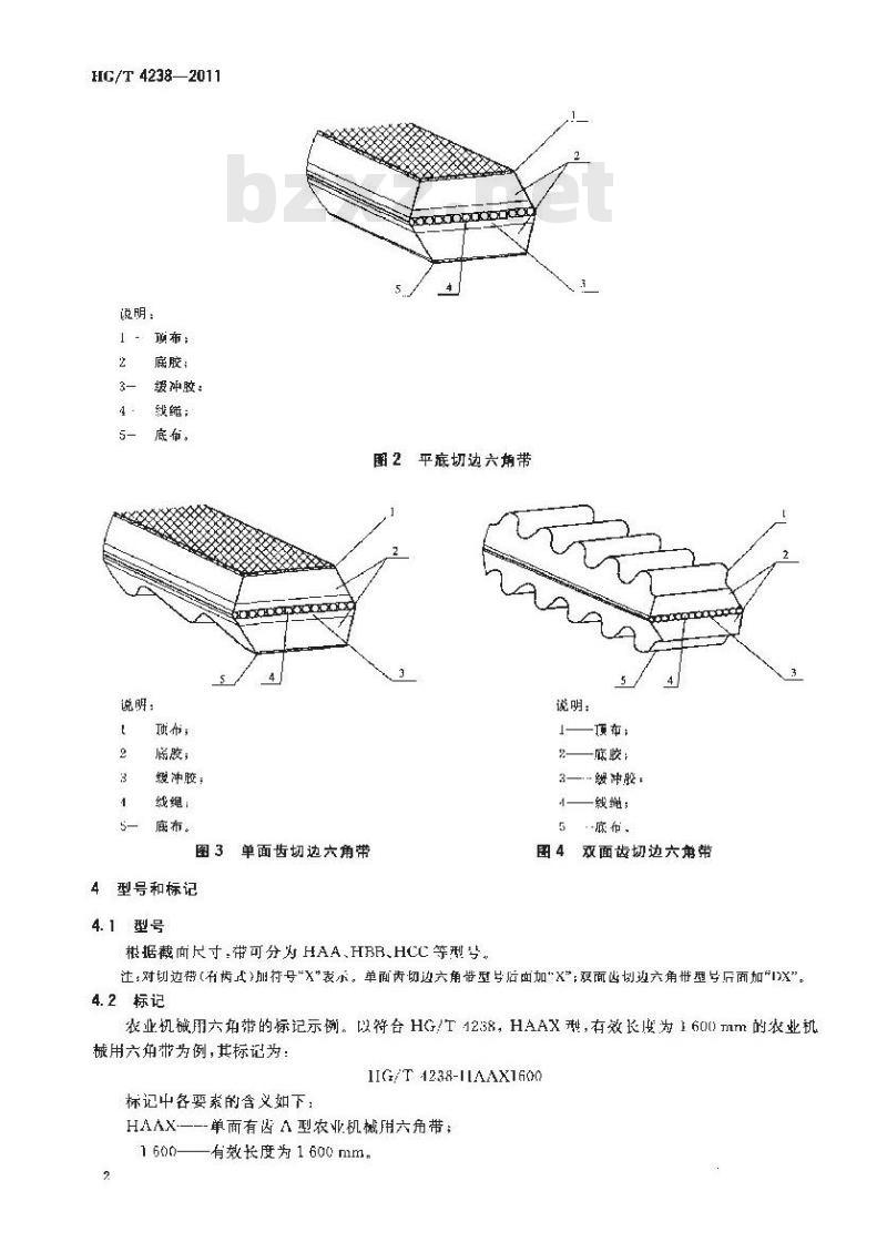 HG/T 4238-2011 农业机械用六角带