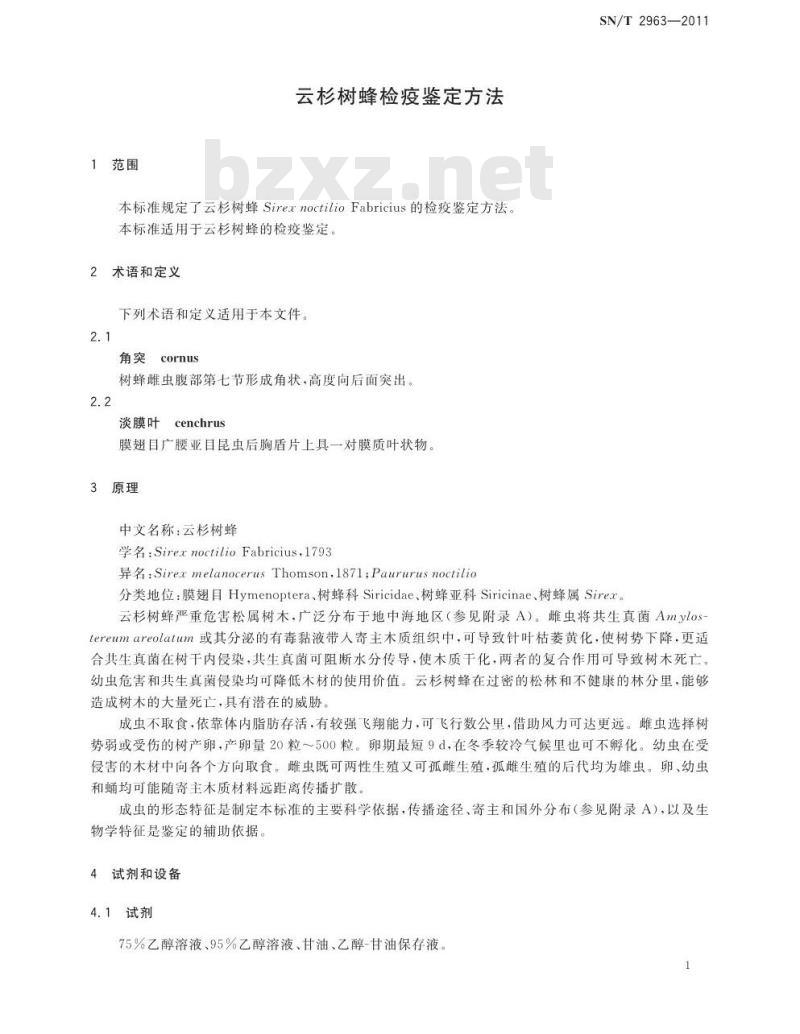 SN/T 2963-2011 云杉树蜂检疫鉴定方法