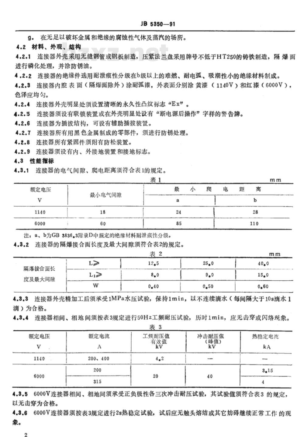 JB/T 5350-1991 矿用隔爆型电缆连接器