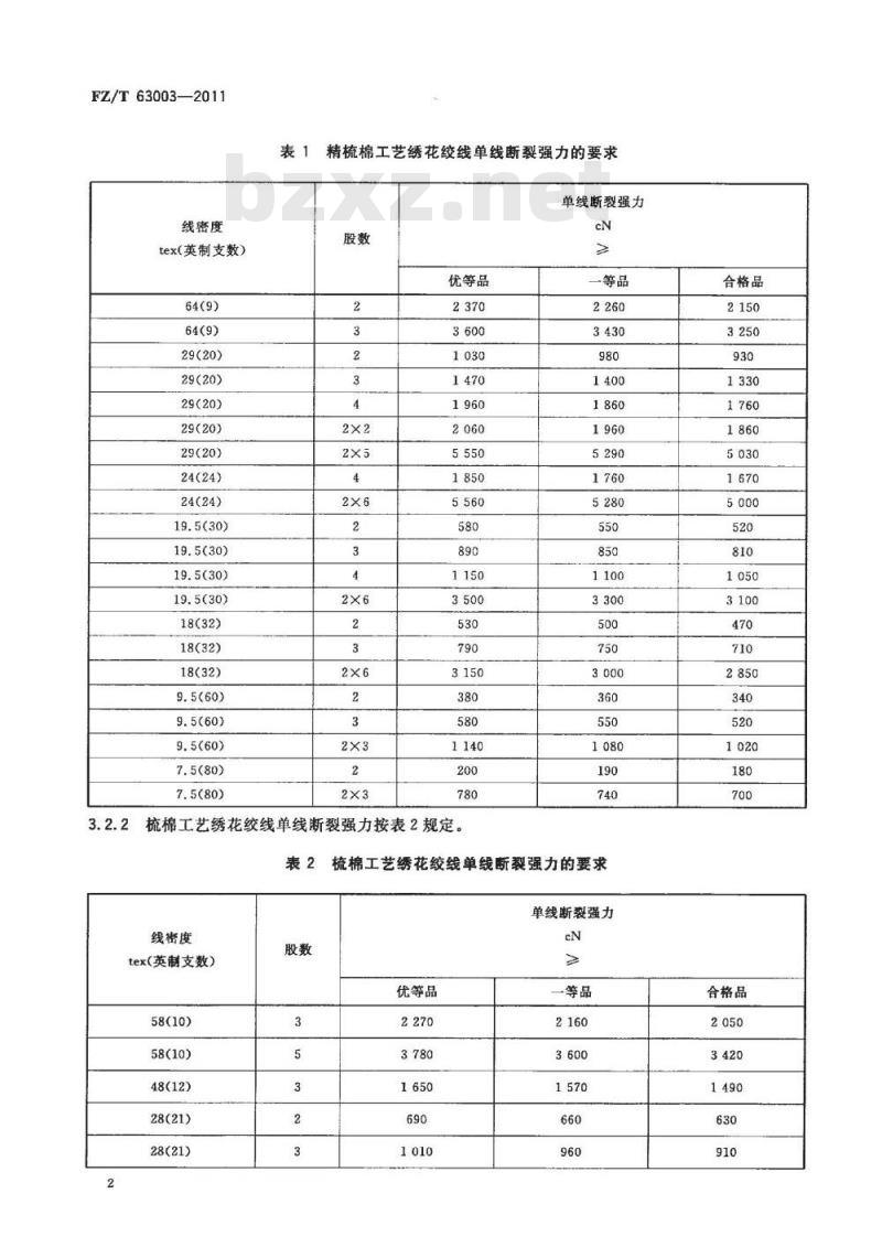FZ/T 63003-2011 棉工艺绣花绞线