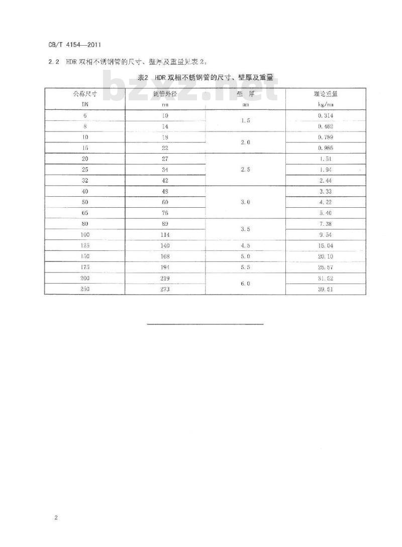 CB/T 4154-2011 船用不锈钢管简选系列