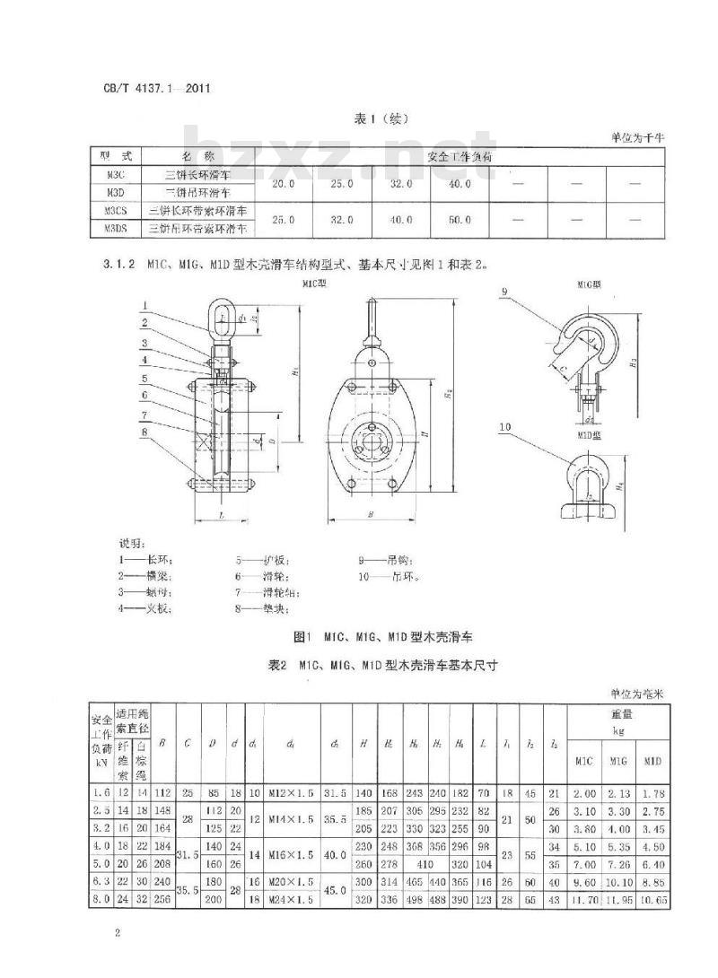 CB/T 4137.1-2011 船用纤维索滑车 第1部分:木壳滑车