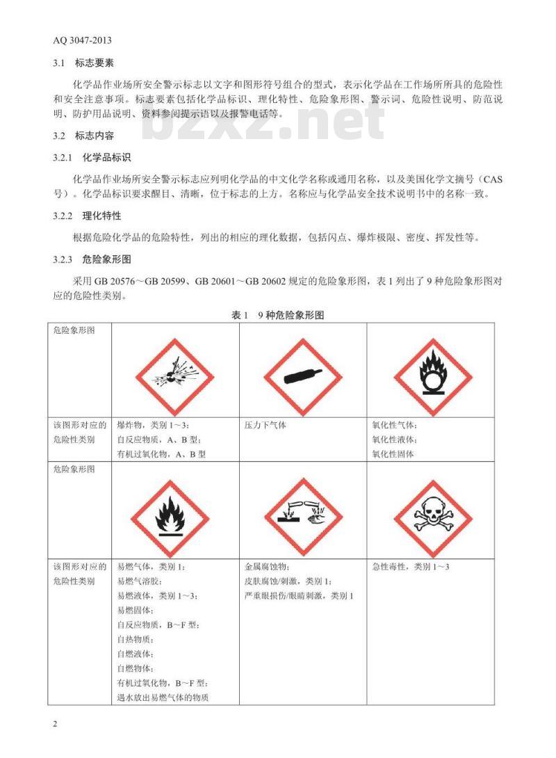 AQ/T 3047-2013 化学品作业场所安全警示标志规范