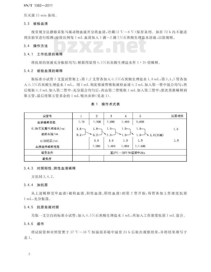 SN/T 1382-2011 马流产沙门氏菌凝集试验方法
