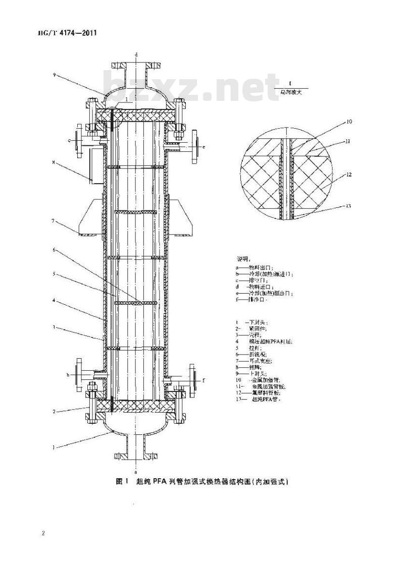 HG/T 4174-2011 超纯PFA列管加强式换热器