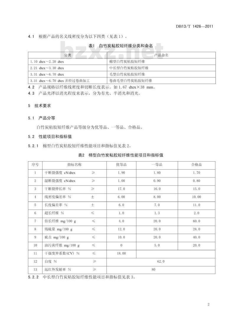 DB13/T 1426-2011 白竹炭粘胶短纤维