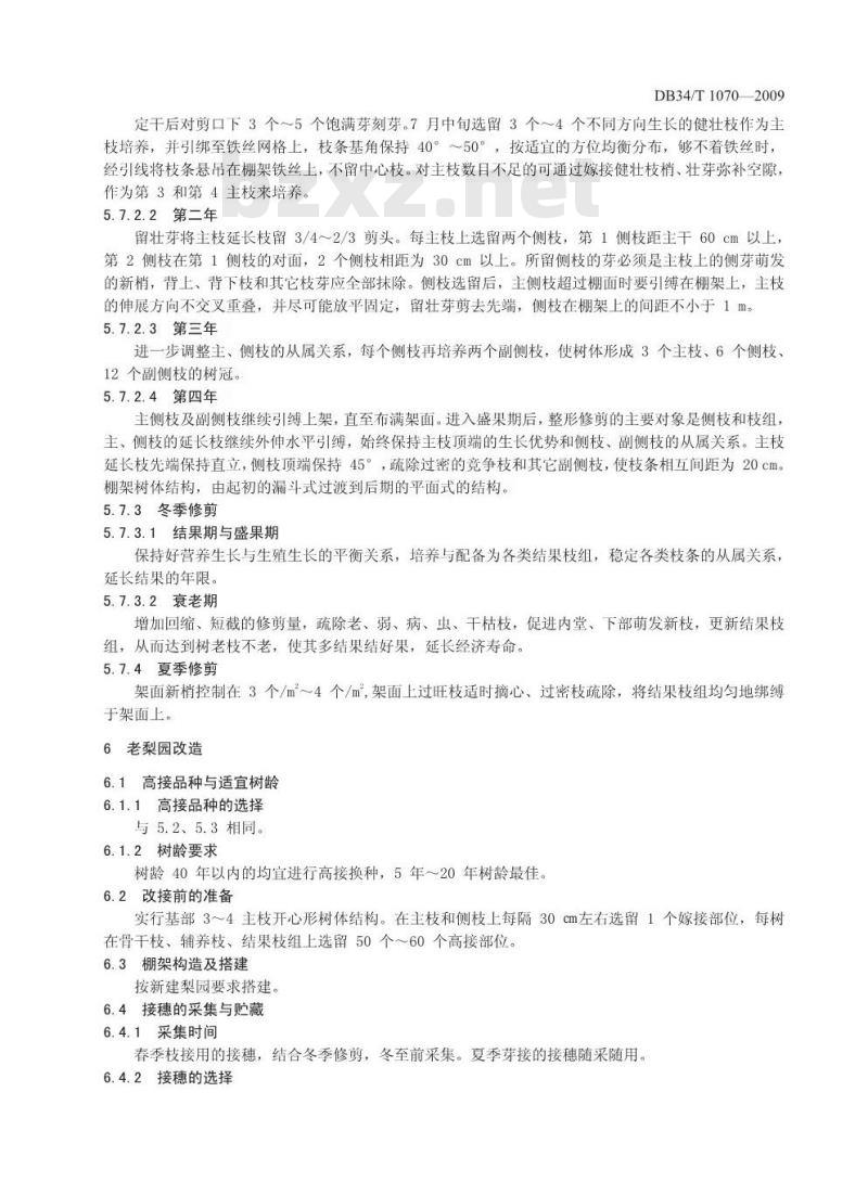 DB34/T 1070-2009 绿色食品 梨棚架栽培技术规程