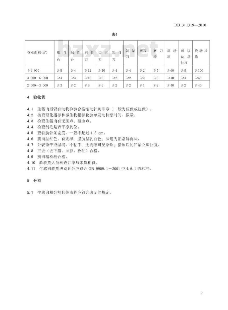 DB13/T 1319-2010 超市生猪肉分割销售规范