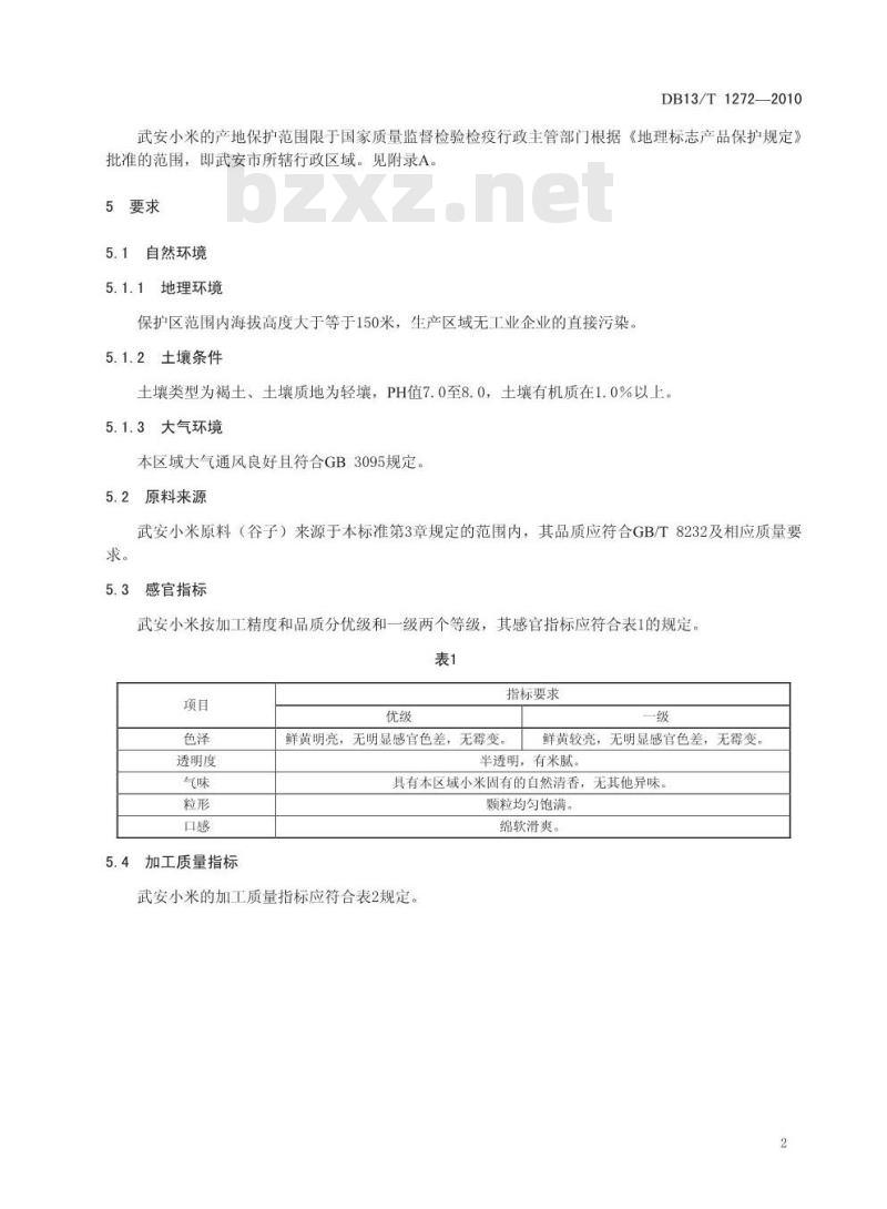 DB13/T 1272-2010 地理标志产品武安小米