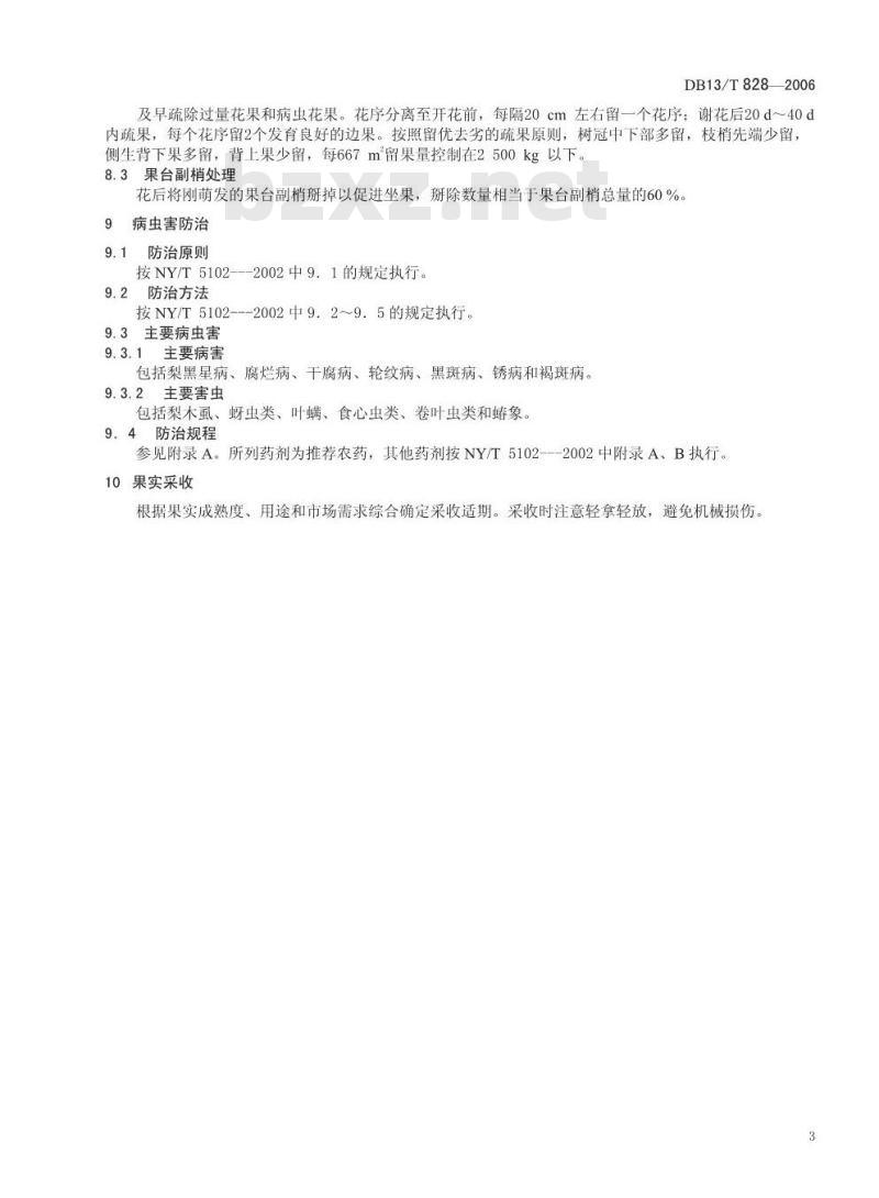 DB13/T 828-2006 无公害果品 安梨生产技术规程