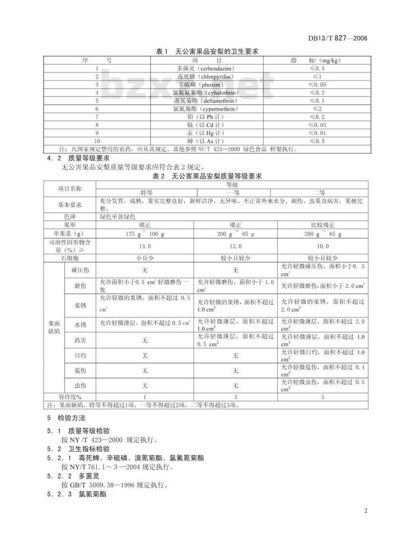 DB13/T 827-2006 无公害果品 安梨