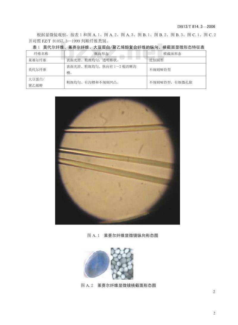 DB13/T 814.3-2006 莫代尔纤维 、莱赛尔纤维、 大豆蛋白 聚乙烯醇复合纤维鉴别试验方法 显微镜观察