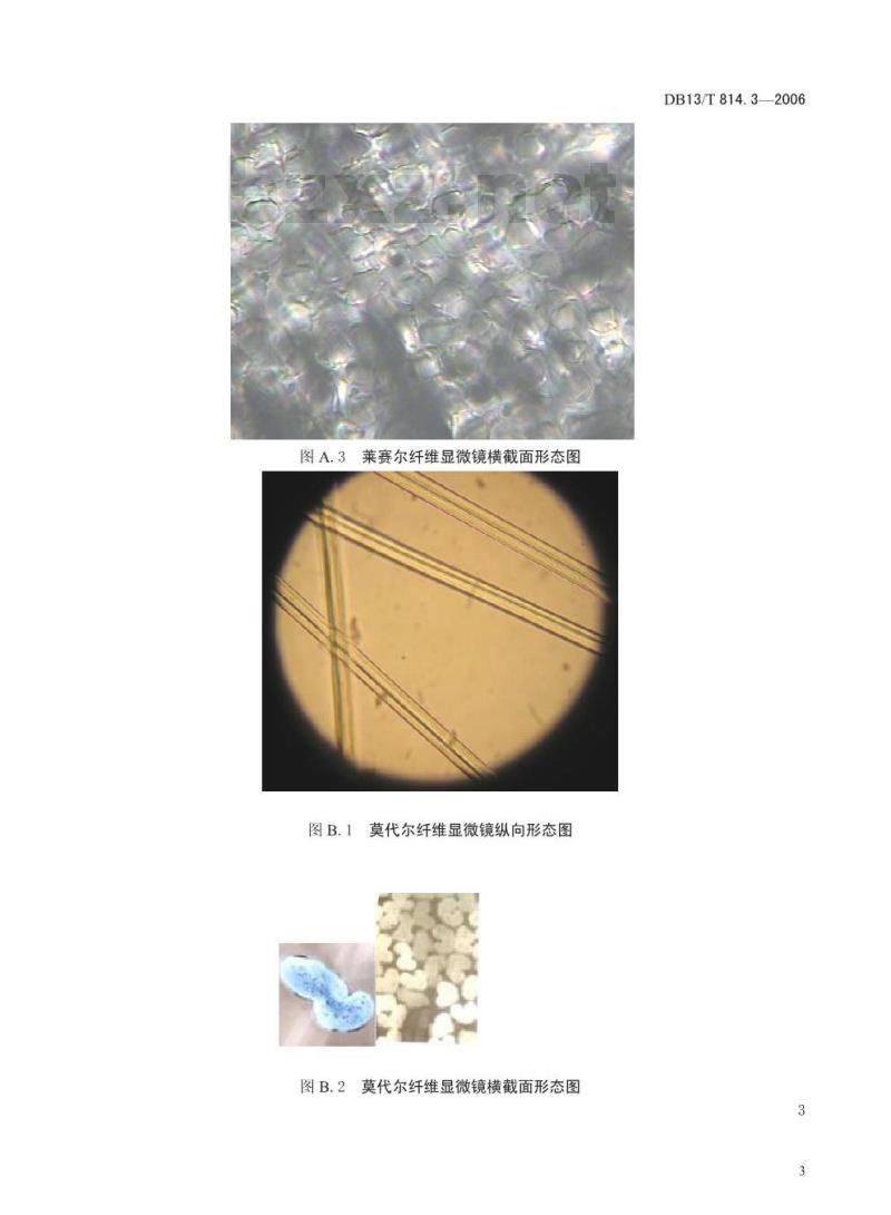 DB13/T 814.3-2006 莫代尔纤维 、莱赛尔纤维、 大豆蛋白 聚乙烯醇复合纤维鉴别试验方法 显微镜观察