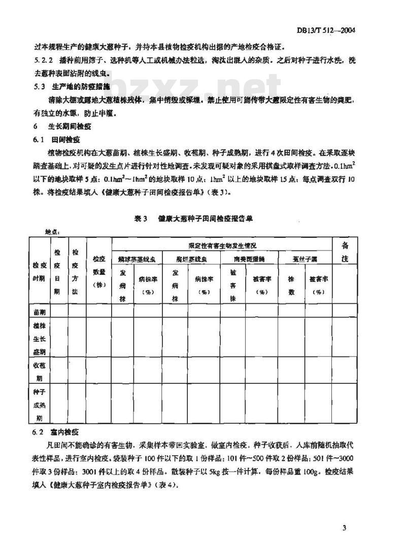 DB13/T 512-2004 大葱种子产地检疫规程