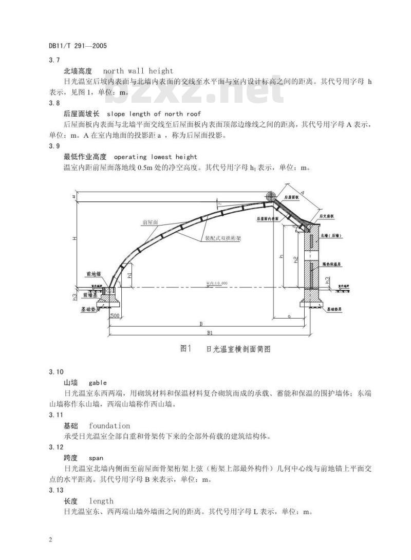 DB11/T 291-2005 日光温室建造规范